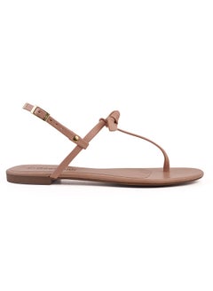 اشتري Serena Dyed Flat Sandals Nude في السعودية