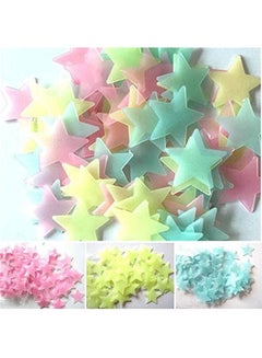 Buy 100Pcs 3D Stars Glow In Dark Luminous Fluorescent Plastic Wall Sticker Multicolour 3x3cm in Egypt