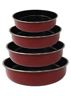 اشتري Round Oven Trays 4 Pieces Red 32cm في مصر