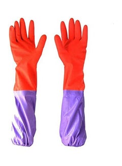 اشتري Garden Dish Cleaning Washing Rubber Protection Safety Laundry Waterproof Gloves Multicolour 19inch في مصر