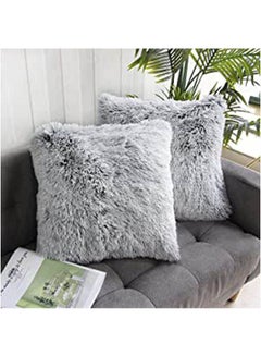 اشتري Fluffy Plush Soft Fuzzy Throw Pillow Cover مختلط Grey 40X40سم في مصر