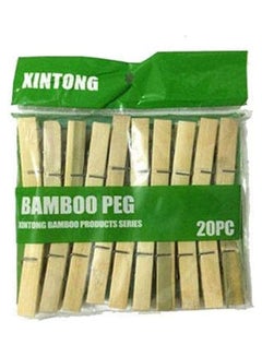 اشتري Pack Of 20 Bamboo Pegs Beige في مصر