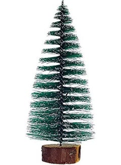 Buy Glitter Christmas Tree With Wooden Stand For Christmas Decoration Green 22cm in Egypt