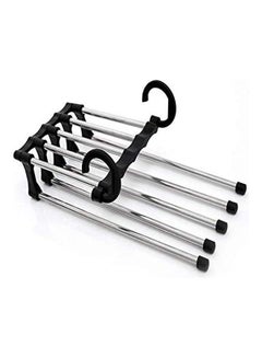 اشتري Adjustable Trouser Pants Tie Shawl Rack Belt Scarf Neckties Hanger Holder Five Poles Clothing Dry Rack Organizer Silver في مصر