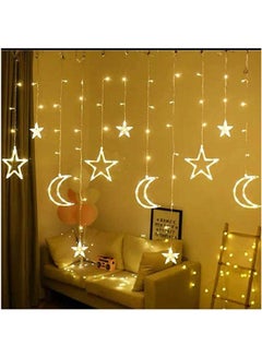 اشتري Led String Lights Stars Shaped And Moon Curtain Decorative Lights Holiday Decoration Ramadan Gift Gold في مصر