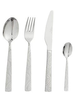 اشتري Stainless Steel Cutlery Set with Patterned Handles 24 Pieces فضي في مصر