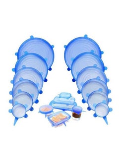 Buy Reusable Airtight Silicone Cover Set For Food Storage Boxes 6Pcs Blue 26cm in Egypt