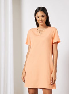 Buy Women's Casual Knee Length Short Sleeve Dress Multicolour in UAE