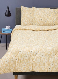 Buy Comforter Set Queen Size All Season Everyday Use Bedding Set 100% Cotton 3 Pieces 1 Comforter 2 Pillow Covers  Floral Beige Cotton Floral Beige in Saudi Arabia