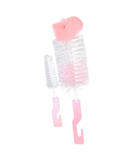 Buy 2-piece Feeding Bottle Cleanning Brush Set With BPA-free and PP Food, Pink/white in UAE