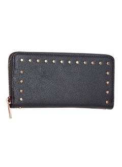 Buy Stylish Studded Zip Around Wallet Black in Saudi Arabia