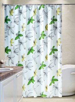 Buy Waterproof Printed Shower Curtain White/Green 180 x 180centimeter in Saudi Arabia