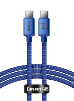 Buy 100W 4ft USB C To USB C Cable Fast Charge Nylon Braided Type-C Cable for iPhone 15 Pro/iPhone 15 Pro Max/iPhone 15 Plus/iPad Air/iPad Pro/MacBook Pro Samsung Galaxy S23/Huawei/Xiaomi And Many More Blue in UAE