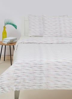 Buy Duvet Cover Set - With 1 Duvet Cover 260X220 Cm And 2 Pillow Cover 50X75 Cm - For Super King Size Mattress - 100% Cotton Ombre Dots Percale - 144 Thread Count Cotton Dot Patterned White in UAE