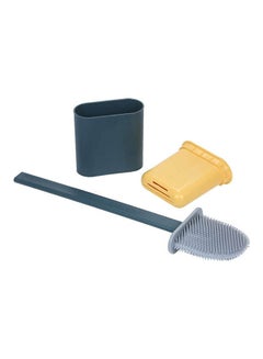اشتري Flat Toilet Brush With Holder Silicone Toilet Bowl Cleaner Brush Blue في مصر