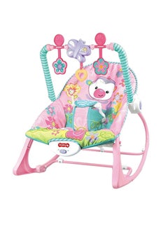 Buy Infant To Toddler Recliner Rocker With Soothing Vibration And Adjustable 3-points Harness, 0+ M - Pink/Green in Saudi Arabia
