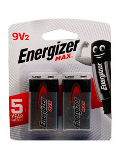 Buy Energizer Max Alkaline 9V batteries Pack Of 2 White/Black in Saudi Arabia