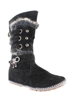 Buy Casual Printed Buckle Casual Boot Black in Egypt