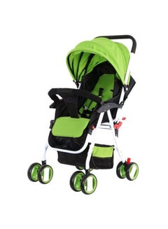 Buy Two Tray One Hand Fold Multi Position Recline Baby Stroller With Large Canopy And Shopping Basket in UAE