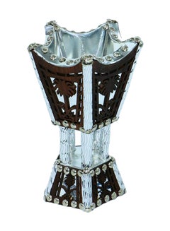 Buy Decorative Incense Burner Silver/Dark Brown 7x7x12cm in Saudi Arabia