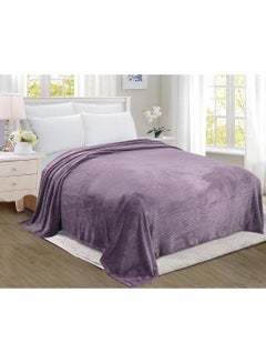 Buy Lightweight Summer Blanket Queen Size 260 GSM Wave Pattern Jaquard Fleece Extra Soft All Season Blanket Bed And Sofa Throw 200 X 220 Cm Purple Purple 200 x 220cm in UAE