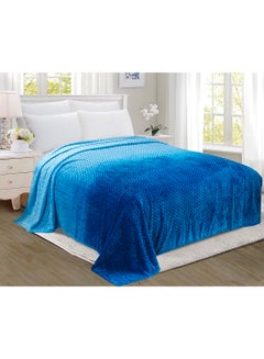 Buy Lightweight Summer Blanket King Size 280 GSM Jacquard Extra Soft Fleece All Season Blanket Bed And Sofa Throw  220 X 240 Cms Blue Blue 220 x 240cm in UAE