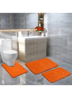 Buy Bath Mat Xtromac - 60X90 Cm - 100% Polyester - Orange Color - Bathroom Mat Economical 3 Piece Orange in Saudi Arabia