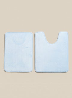 Buy Bath Mat - Lightblue Color - Bathroom Mat Memory Foam 2 - Piece Light Blue in Saudi Arabia