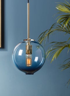 Buy Handmade Art Glass Pendant Lighting Blue Unique Luxury Quality Material for the Perfect Stylish Home 21.8 x 21.8 x 45.3cm Blue in Saudi Arabia