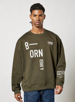 Buy Slogan Sweatshirt Brown in Saudi Arabia