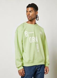 Buy Printed Sweatshirt Light Green in UAE