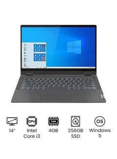 اشتري FLEX 5 14IIL 2-IN-1 Convertible Laptop With 14-Inch Touchscreen Full HD Display, 11th Gen Core i3-1115G4 Processor/4GB RAM/256GB SSD/Intel UHD Graphics/Windows 11 /International Version English/Arabic Black في الامارات