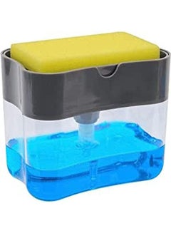 Buy 2 In 1 Sponge Rack Shelf Soap Detergent Dispenser Pump Large Capacity With Sponge Multicolour in Egypt