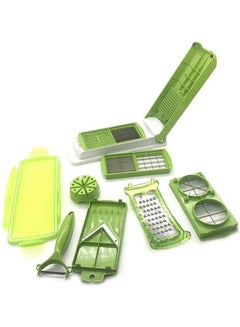 اشتري 12 Pc Super Slicer Plus Vegetable Fruit Peeler Dicer Cutter Chopper Nicer Grater Green في مصر