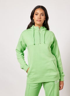 Buy Solid Oversized Hoodie Green in UAE