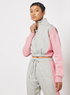 Buy Colourblock Cropped Sweatshirt Multicolour in Saudi Arabia