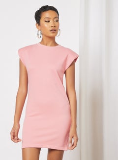 Buy Padded Shoulder Dress Pink in Saudi Arabia