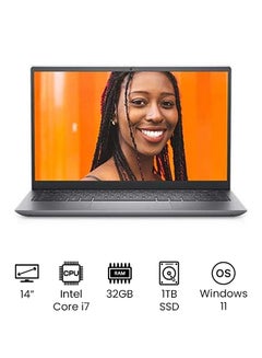 Buy Inspiron 5410 Laptop With 14-Inch Full HD Display, Core i7-11370H Processor/32GB RAM/1TB SSD/Intel Iris Xe Graphics/Windows 11 /International Version english silver in UAE