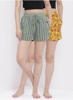 Buy 2 Pack Comfortable Printed Shorts With A Free Scrunchie Multicolor in UAE
