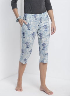 Buy Casual Comfortable Relaxed Fit Three-Quarter Pyjamas With A Matching Scrunchie Multicolor in UAE