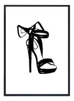 Buy Black Shoe Printed Canvas Painting Black/White 57 x 71 x 4.5centimeter in UAE