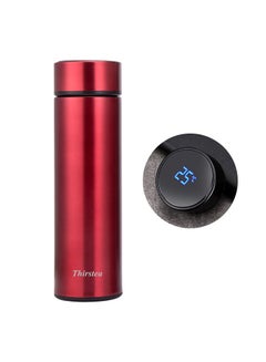 Buy Vaccum Flask Water Bottle With Temprature Display Red 24.3x7.5x6.5cm in UAE
