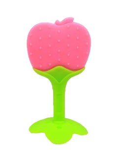 Buy Food-grade Non-toxic Soft Silicone Fruit Teething Toy With Holder for Baby, Pink/Green in Saudi Arabia