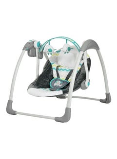Buy Deluxe Portable Baby Swing Automatic For Newborn To Toddler With Music-Green/White in Saudi Arabia