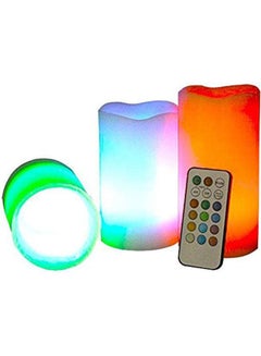 Buy Led Candle With Remote Control And Timer, Set Of 3   Vanilla Scent White 25x16.4x9.6cm in Egypt