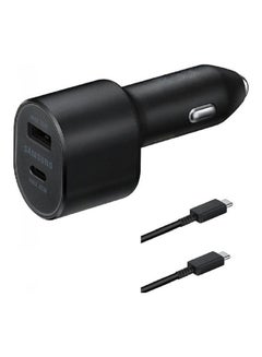 Buy Super Fast 2.0 Dual Port Car Charger With Type-C Cable Black in UAE