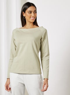 Buy Drop Shoulder Sweatshirt Olive in UAE