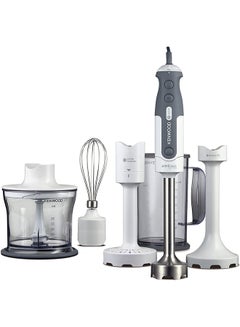 Buy Hand Blender  With  Chopper,  Beaker, Whisk, Puree/Masher, Soup XL, Stainless Steel Wand, Triblade Technology 0.75 L 800.0 W OWHDP406WH Silver/White/Clear in UAE