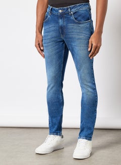 Buy Men Washed Skinny Jeans Dark Blue in UAE