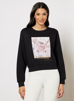 Buy Graphic Printed Sweatshirt Black in Saudi Arabia
